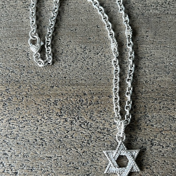 Judith Ripka Jewish Star Sterling Silver Necklace Pendant - Picture 11 of 13